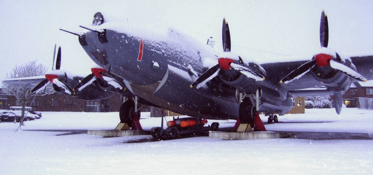Avro Shackleton Mk2 WL795 gate guard in the Snow